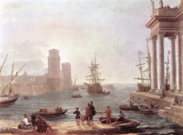  ulises pintura - Escena portuaria con la salida de Ulises del país de los Feaci paisaje Playa Claude Lorrain
